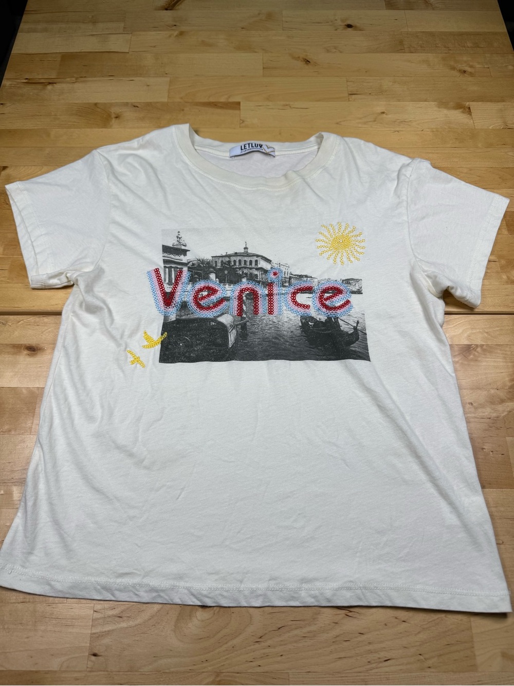 Letluv for Anthropologie Venice Italy Graphic Cotton T-shirt